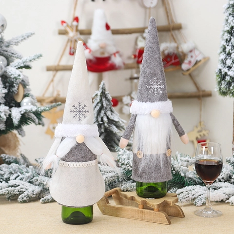 Christmas Faceless Gnome Wine Bottle Cover Xmas Dining Table Decor Faceless Old Man Champagne Bottle Bag Holiday Gift Bag Home Party Decoration