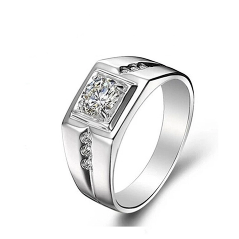 Anillo Hombre Aleación Bañado Plata Oro Circonita Cuadrado Redondo Geométrico Joyería Moda