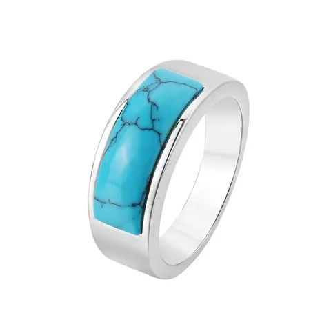 Anello Da Uomo In Acciaio Inossidabile Con Intarsio Rettangolare In Turcheσε Naturale Stile Retrò