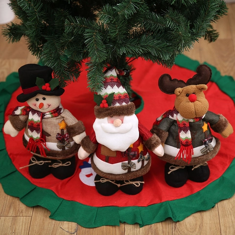 Weihnachtsfigur Stehende Puppe Weihnachtsmann Schneemann Rentier Plüsch Leinen Strick Holiday Party Home Desktop Ornament