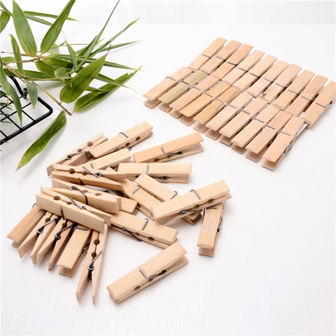 Pinzas Para Ropa De Bambú Resistentes Al Viento Madera Natural Para Lavandería Calcetines Fotos Snacks Hogar