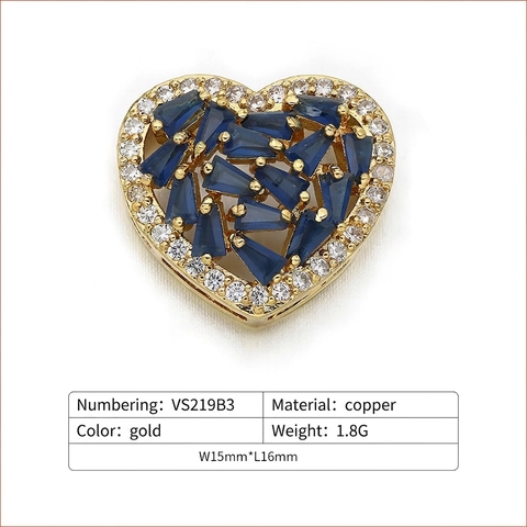 Heart Charm Connector Copper Cubic Zirconia Pave Pendant Jewelry Making Findings DIY Craft Romantic Elegant Accessories