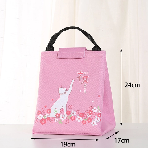 Borsa Pranzo Isolata Gatto Cartone Animato Tessuto Oxford Borsa Termica Bento Per Picnic Scuola Ufficio Stile Giapponese