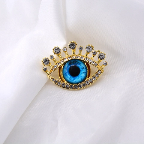 Evil Eye Brosche Legierung Strass Blau Kristall Auge Brosche Anstecknadel Einzigartige Übertriebene Persönlichkeit Accessoire Damen