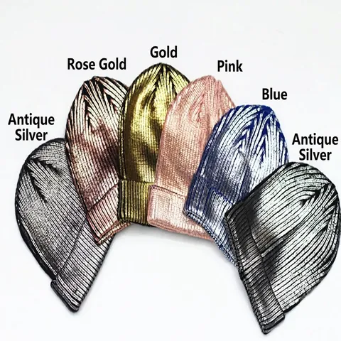 Metallic Laser Knit Beanie Hat Unisex Harajuku Hip Hop Winter Warm Acrylic Cuff Cap Glossy Solid Color Streetwear Accessory