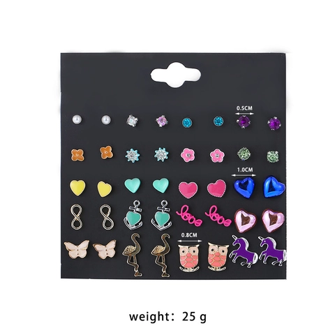 Legierung Emaille Strass Ohrstecker Bunte Tier Herzform Anker Einhorn Mode Schmuck Für Frauen Mädchen