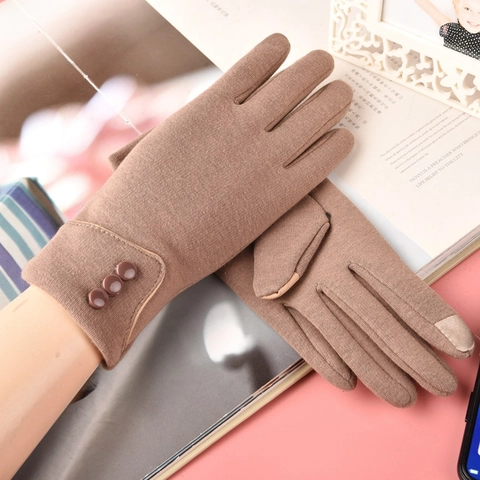 Damen Winter Warme Handschuhe Fleece Gefüttert Strick Wildlederoptik Touchscreen Outdoor Radfahren Fahren Mode Knopf Schleife
