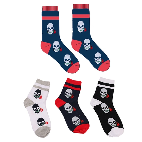 Crew Socken Mit Totenkopf Rose Druck Baumwollmischung Atmungsaktiv Gothic Punk Halloween Mode Mittelhoch Herren Damen
