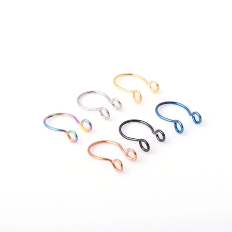 Stainless Steel Fake Nose Ring Non Piercing Clip On U Shaped Stacked Hoop Body Jewelry Unisex Fashion