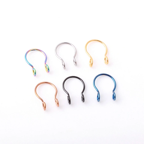 Stainless Steel Fake Nose Ring Non Piercing Clip On U Shaped Stacked Hoop Body Jewelry Unisex Fashion