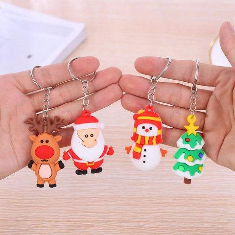Portachiavi Di Natale Ciondoli Morbido PVC Babbo Natale Pupazzo Di Neve Renna Albero Ornamenti Appesi Per Decorazione