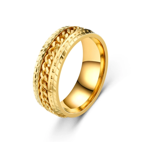 Edelstahl Drehbar Panzerkette Ring Für Damen Herren Reifenstruktur Fidget Stressabbau Ring Punk Stil Mechanischer Fingerring Schmuck