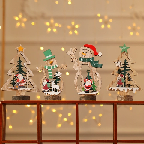Decorazioni Tavolo Natale In Legno Cavo Babbo Natale Pupazzo Di Neve Albero Per Festa Bar