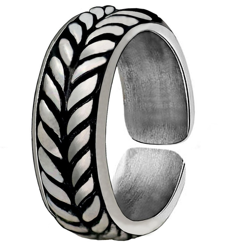 Anillo Abierto de Aleación Vintage Espiga de Trigo para Hombre Mujer Ajustable Anillo Metal Geométrico Joyería Punk Retro
