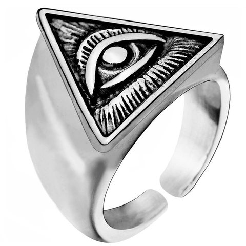 Men's Eye Of Providence Open Ring Retro Punk Gothic All-Seeing Eye Triangle Adjustable Alloy Gold Silver Finger Jewelry
