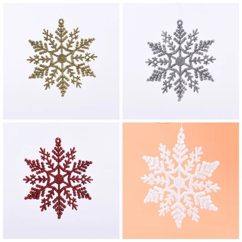 Ornements Flocon De Neige De Noël Plastique Paillettes Hexagonal Scintillant Décoration D'arbre De Fête D'hiver Mur