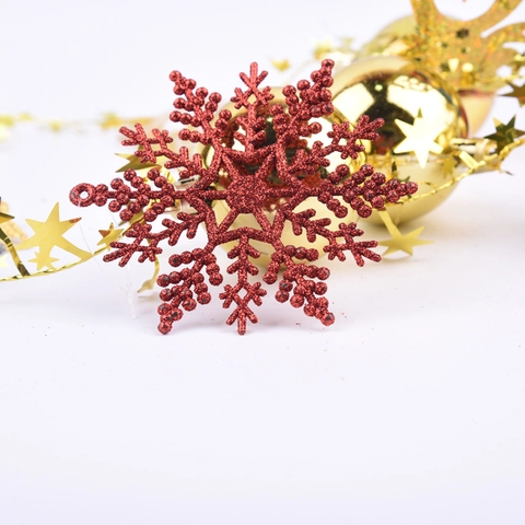 Ornements Flocon De Neige De Noël Plastique Paillettes Hexagonal Scintillant Décoration D'arbre De Fête D'hiver Mur