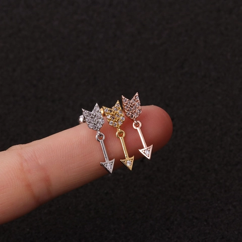 Zirconia Stainless Steel Ear Cartilage Studs Screw Back Flower Star Shape Piercing Earrings For Women Fashion Jewelry