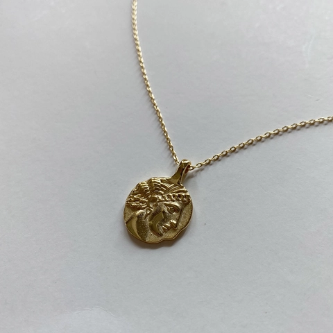 Vintage Münze Porträt Relief Halskette 925 Sterlingsilber 18K Vergoldet Geprägtes Medaillon Schmuck Für Damen