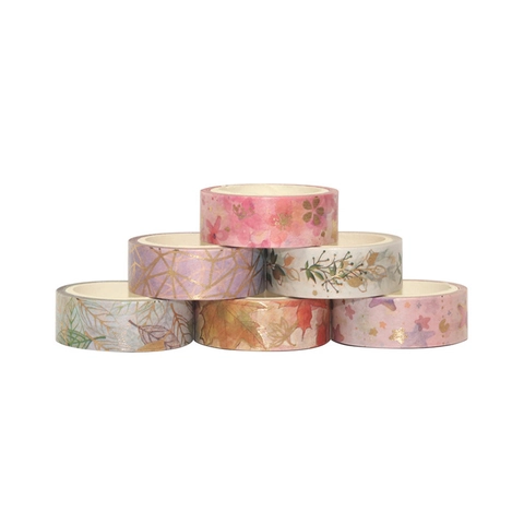 Nastro Washi Floreale Foglia D'oro Nastri Adesivi Decorativi Per Scrapbooking Fai Da Te Confezioni Regalo Estetico
