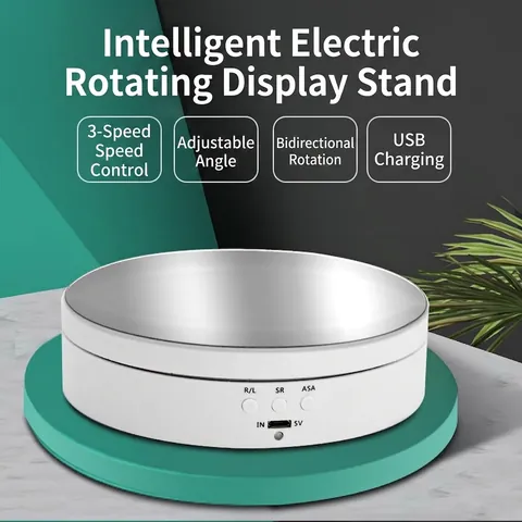 Electric Rotating Display Stand Intelligent Mirror Surface Turntable For Jewelry Photography Live Streaming USB Powered