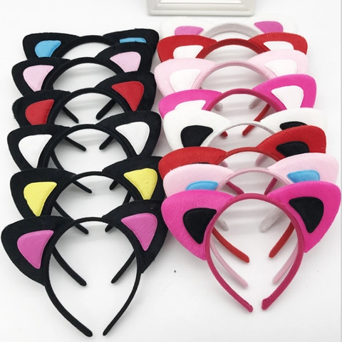 Cute Plush Cat Ears Headband For Women Girls Cosplay Party Animal Ears Hair Band Soft Fabric Novelty Headpiece