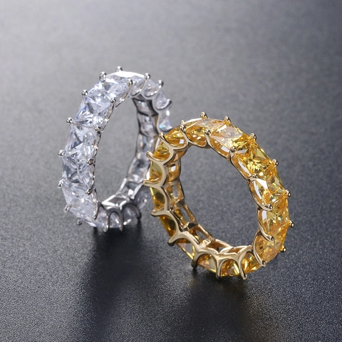 925 Sterling Silver Pave Zirconia Eternity Rings For Women Sparkling Heart Charm Fashion Jewelry Tennis Chain Finger Ring