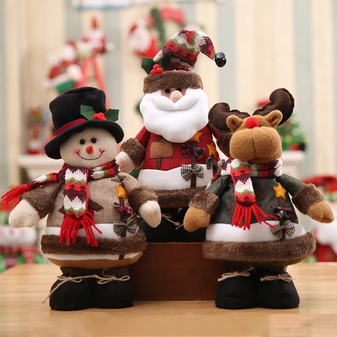 Weihnachtsfigur Stehende Puppe Weihnachtsmann Schneemann Rentier Plüsch Leinen Strick Holiday Party Home Desktop Ornament