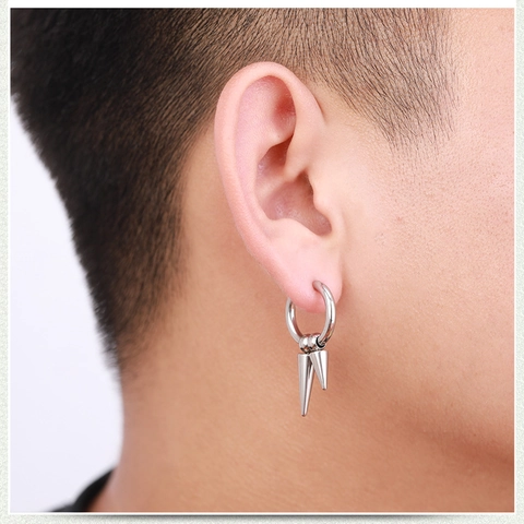 Punk Spike Creolen Aus Edelstahl Für Herren Damen Schwarz Silber Gothic Rock Clip On Ohrclip Quasten Ohrringe Schmuck