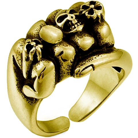 Gothic Punk Skull Fist Ring Retro Antique Alloy Adjustable Open Ring For Men Women Hip Hop Biker Rock Finger Jewelry