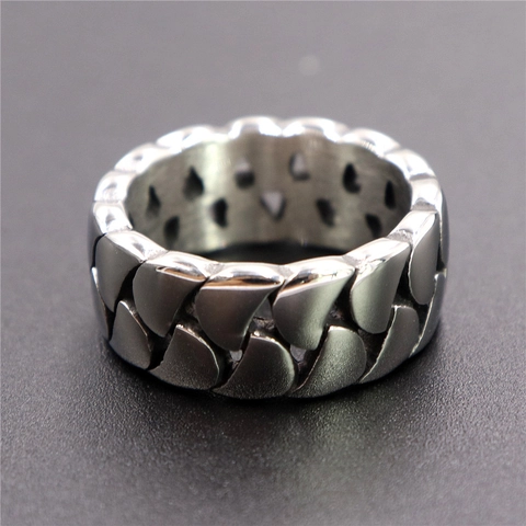 Anillo De Acero Inoxidable Banda Ancha Patrón Tejido Textura De Escamas Vintage Retro Punk Gótico Joyería Unisex