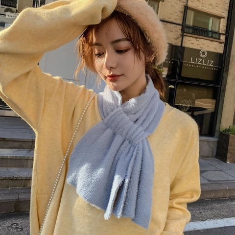 Bufanda de Imitación de Visón para Mujer Color Sólido Invierno Cálido Peluche Calentador de Cuello Cruzado Bufanda Elegante Suave y Gruesa
