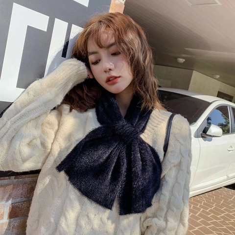 Bufanda de Imitación de Visón para Mujer Color Sólido Invierno Cálido Peluche Calentador de Cuello Cruzado Bufanda Elegante Suave y Gruesa