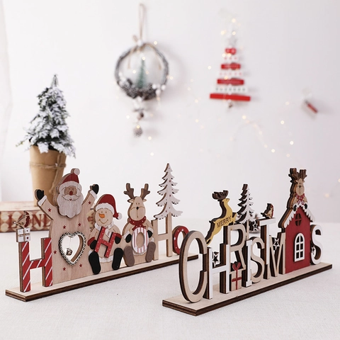 Decorazioni Natalizie In Legno Da Appendere Ornamenti Da Tavolo Merry Christmas Babbo Natale Renna Pupazzo Di Neve