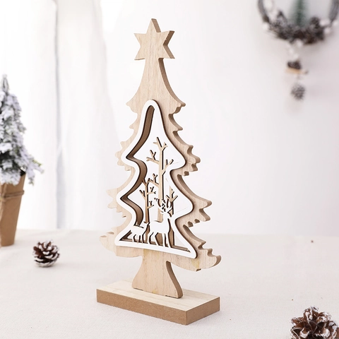 Ornement Arbre De Noël En Bois Décoration De Bureau Cerf Forêt Découpé Au Laser Bois Naturel Décoration Festive Maison