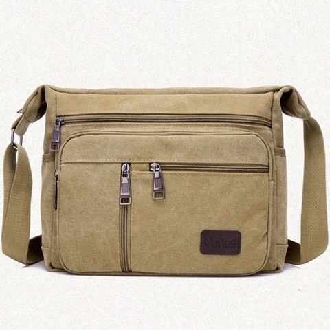 Borsa A Tracolla Da Uomo In Tela Borsa Messenger Multi Tasca Grande Capacità Borsa A Spalla Casual Da Viaggio Resistente All'usura