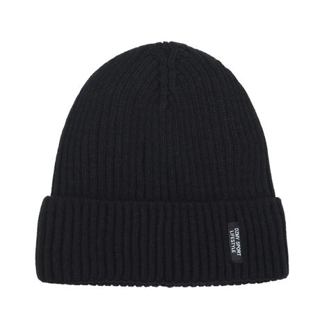 Ribbed Knit Beanie Winter Warm Fleece Lined Cuffed Hat Sports Lifestyle Unisex Outdoor Solid Color
