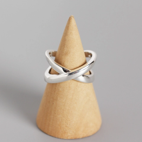 925 Sterling Zilveren Open Ring Geometrische X Kruis Dubbellaags Verstelbaar Minimalistisch Vintage Sieraden Vrouwen
