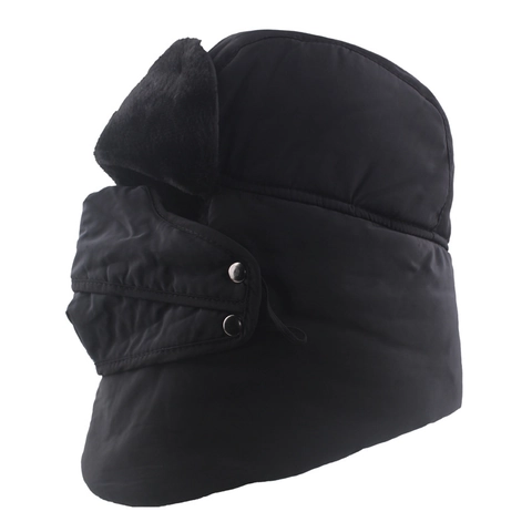 Unisex Winter Trapper Hat Windproof Bomber Hat With Removable Mask Faux Fur Lining Ear Flaps Thick Warm Outdoor Skiing Cap