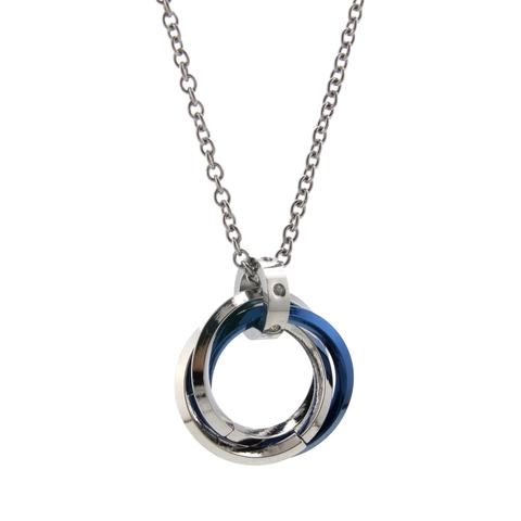 Interlocking Three Rings Pendant Necklace Stainless Steel Jewelry For Men With Rhinestones Fashion