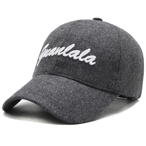 Baseball Cap Wollmischung Bestickter Buchstabe Verstellbar Lässig Warm Wintermütze Outdoor Sport Sonnenschutz Herren Damen