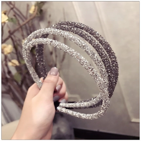 Diadema De Strass De Doble Capa Para Mujer Cristal Brillante Aro De Pelo Fino Hecho A Mano Elegante
