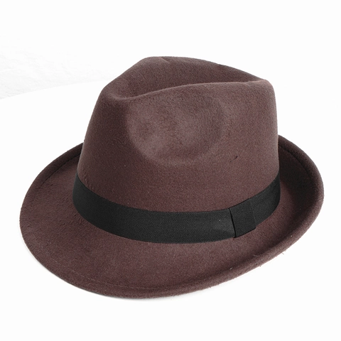 Cappello Fedora Vintage Imitazione Feltro Di Lana Jazz Cap Con Nastro Unisex Stile Britannique Inverno Caldo Elegante