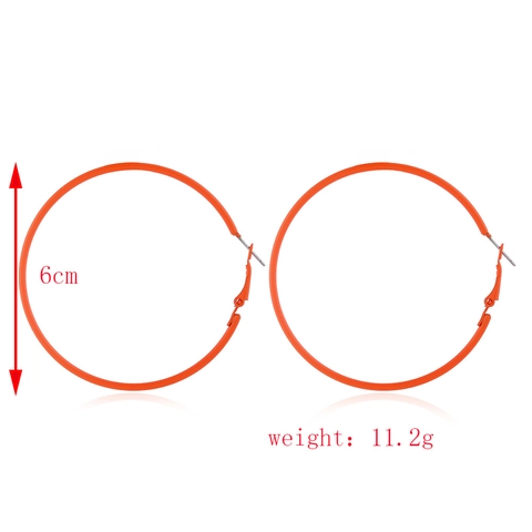 Large Round Hoop Earrings Painted Metal Retro Neon Colors Simple Fashion Accessory For Women