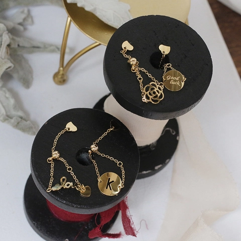 Titanstahl Verstellbarer Kettenring Für Damen Vergoldet Kamelie Buchstabe K Liebe Herz Viel Glück Mode Schmuck Ring