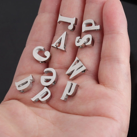 Alphabet Letter Beads Mirror Polished Stainless Steel Small Hole Charms For DIY Bracelet Necklace Jewelry Making