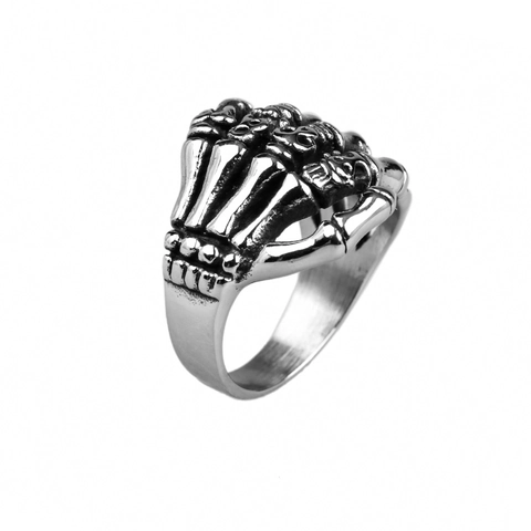 Skelett Hand Ring Edelstahl Gothic Punk Retro Knochenform Vintage Schmuck Für Herren Damen Unisex