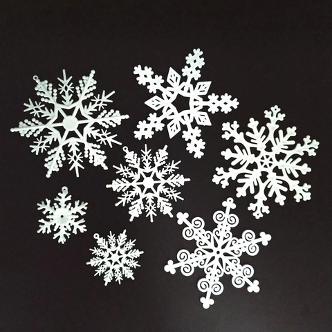 Christmas Snowflake Ornaments Plastic Hollow Hanging Decoration For Xmas Tree Winter Holiday Party DIY Craft