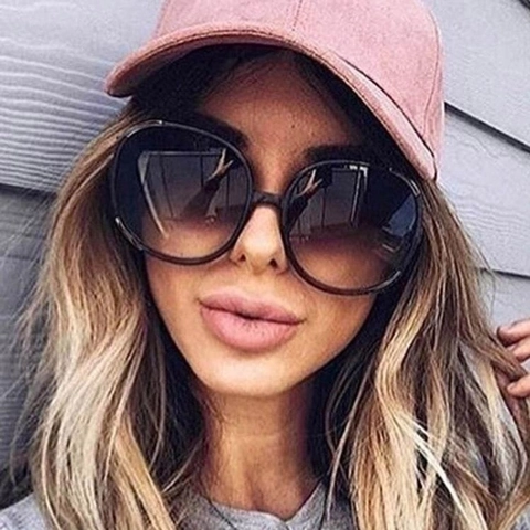 Oversize Runde Sonnenbrille Für Damen UV400 Schutz Farbverlauf Kunststoffrahmen Retro Vintage Stil Klassische Brille
