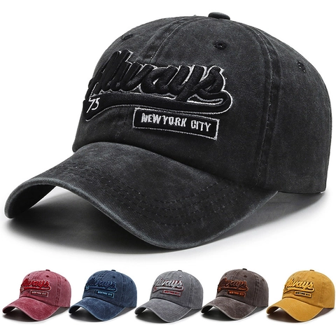 Casquette De Baseball En Coton Lavé Vintage Chapeau De Soleil Rétro Réglable Avec Broderie Unisexe